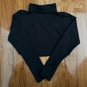 Shein black crop, long sleeve turtle neck